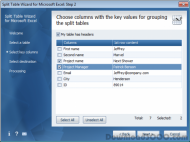 Split Table Wizard for Microsoft Excel screenshot